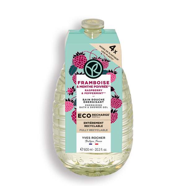 Eco-Navulling Bad- en Douchegel Framboos & Pepermunt